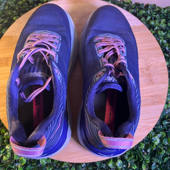 HOKA ONE ONE BONDI 6 BLUE PINK WOMENS ATHLETIC RUNNING SHOE SIZE 7.5 D - Picture 8 of 11
